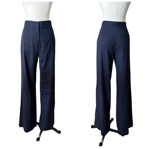 Diane Von Furstenberg Navy Blue Wide Leg Trousers Size 4 Old Money Quiet Luxury
